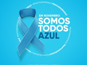 Fita azul para a campanha do Novembro Azul contra o câncer de próstata e pela saúde dos homens