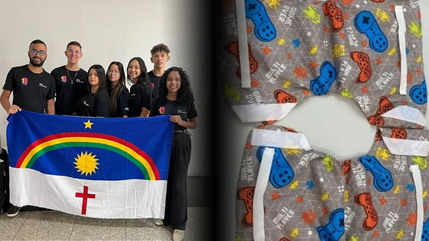 Estudantes responsáveis pela criação da fralda biodegradável