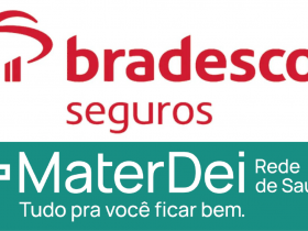 Logos das marcas Bradesco Seguros e Mater Dei Saúde