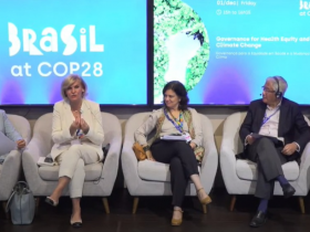 Ministra Nísia Trindade participando no painel Governança para a Equidade em Saúde e a Mudança do Clima’