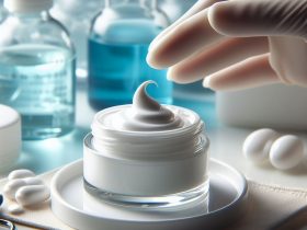 Colágeno em um pote no laboratório Imagem criada por inteligência artificial