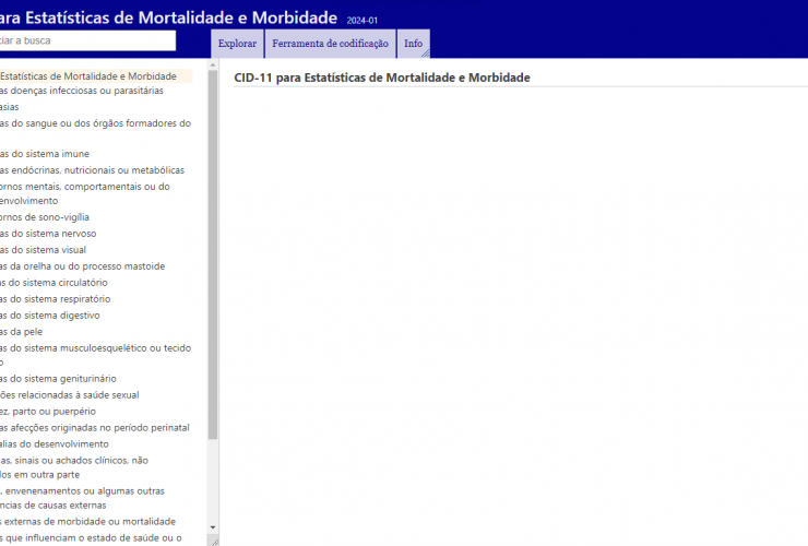 Página inicial do site do CID 11