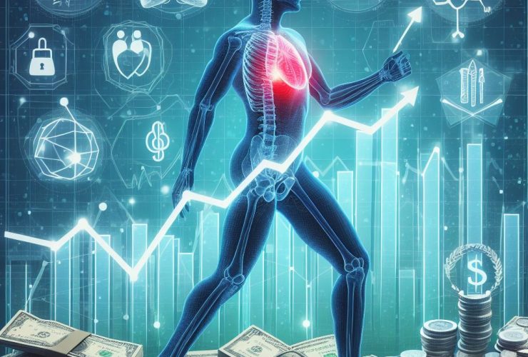 Gráfico de crescimento financeiro do setor da saúde suplementar Imagem criada por inteligência artificial