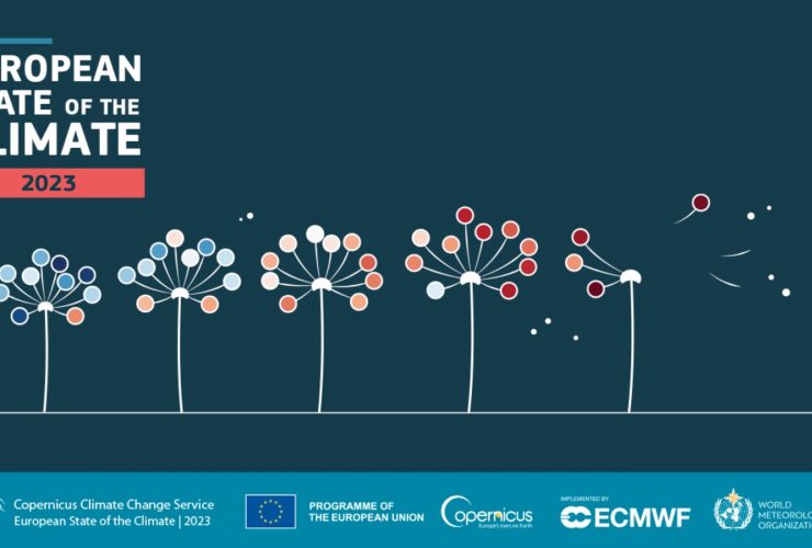 Capa do relatório sobre o clima europeu de 2023 apresentado pela OMM e Copernicus