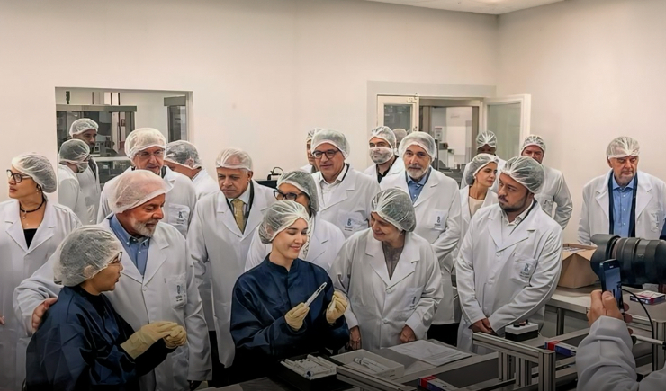 O presidente Luiz Inácio Lula da Silva na inauguração da fábrica de insulina da Biomm Foto: divulgação do CFF