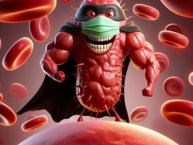 Imagem ilustrativa de uma bactéria como super vilã Imagem criada por inteligência artificial