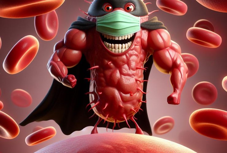 Imagem ilustrativa de uma bactéria como super vilã Imagem criada por inteligência artificial