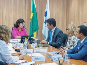 Ministra da Saúde, Nísia Trindade, governador do estado, Helder Barbalho, secretária de Saúde Pública, Ivete Vaz e o secretário adjunto, Sipriano Ferraz. Foto: divulgação governo do Estado do Pará