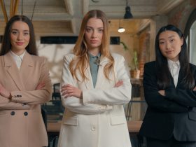 Feminidade, poder, confiança, equipe de negócios profissional séria, mulheres, pessoas, colegas, mulheres Por jm_video