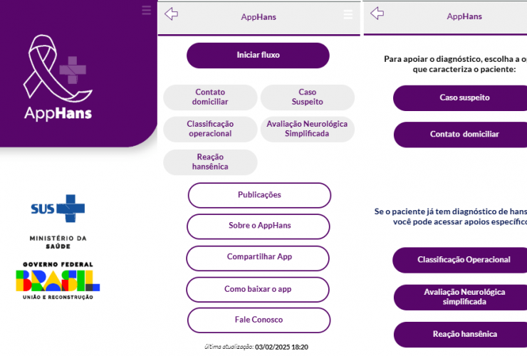 Print screen do aplicativo AppHANS criado pelo Ministério da Saúde