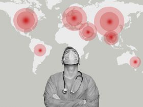 Herói médico trabalhando durante a pandemia global de coronavírus Por Rawpixel