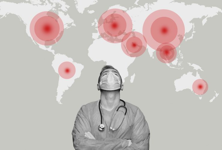 Herói médico trabalhando durante a pandemia global de coronavírus Por Rawpixel